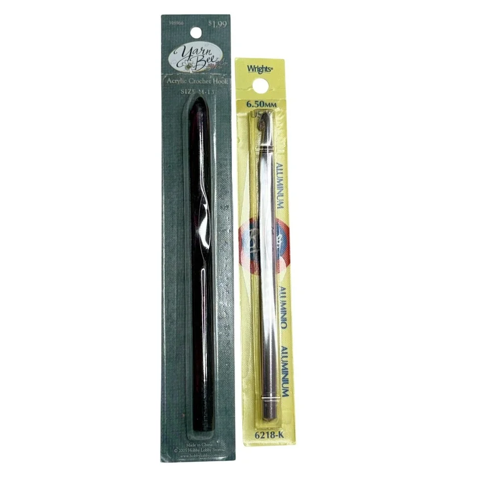 Yarn Bee M-13 Acrylic & Wrights K 6.5mm Aluminum Crochet Hook Set New